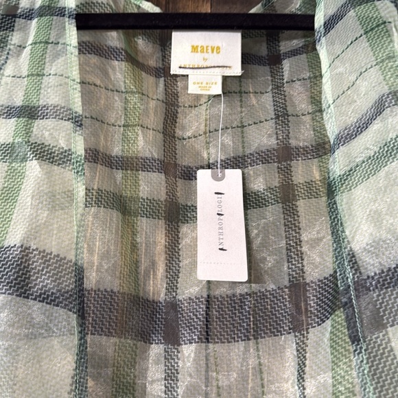 MAEVE By ANTHROPOLOGIE Plaid Sheer Duster Vest - Picture 6 of 8